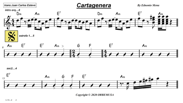cartagenera partitura teclado