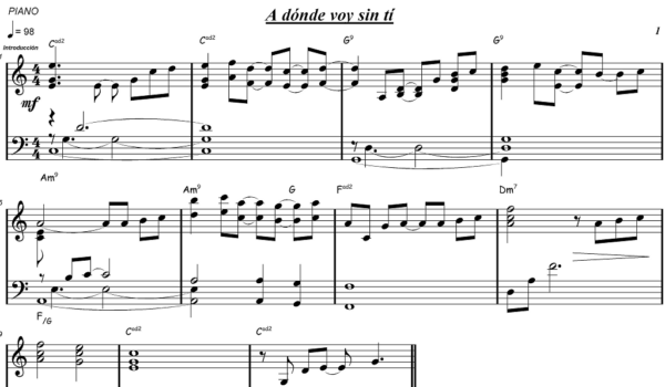 a dónde voy sin tI partitura piano